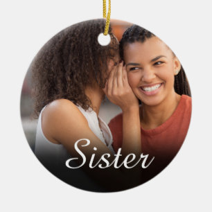 Chic Script Foto Girly Rosa Schwester Definition Keramik Ornament