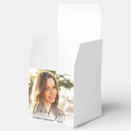Chic Script Foto Graduation Party Danke Geschenkschachtel (Geöffnet)
