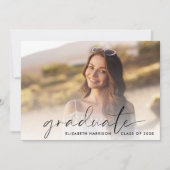 Chic Script Foto Graduation Party Einladung (Vorderseite)