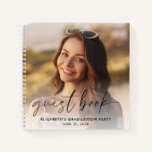 Chic Script Foto Graduation Party Guest Book Notizblock (Vorderseite)