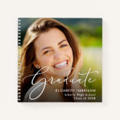 Chic Script Foto Graduation Party Guest Book Notizblock (Vorderseite)