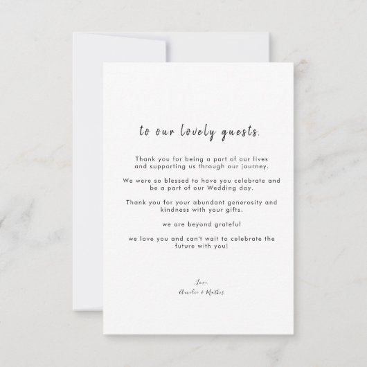 Chic Script Foto Hochzeit Danke-Card Dankeskarte (Rückseite)