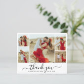 Chic Script Foto Hochzeit Danke Karte (Stehend Vorderseite)
