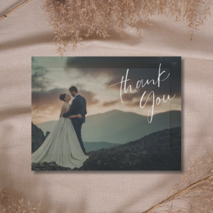 Chic Script Foto Hochzeit Danke  Postkarte