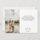 Chic Script Foto Minimalistisch Wedding Danke (Rückseite)