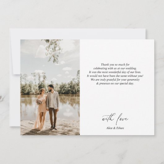Chic Script Foto Minimalistisch Wedding Danke (Rückseite)