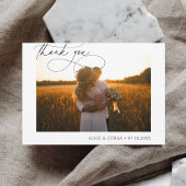 Chic Script Foto Minimalistisch Wedding Danke
