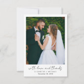 Chic Script Foto Minimalistisch Wedding Dankeskarte (Vorderseite)