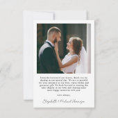 Chic Script Foto Minimalistisch Wedding Dankeskarte (Rückseite)