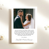 Chic Script Foto Minimalistisch Wedding Dankeskarte