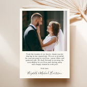 Chic Script Foto Overlay-Cream-Hochzeit Dankeskarte