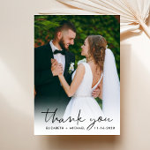 Chic Script Foto Overlay-Cream-Hochzeit Dankeskarte