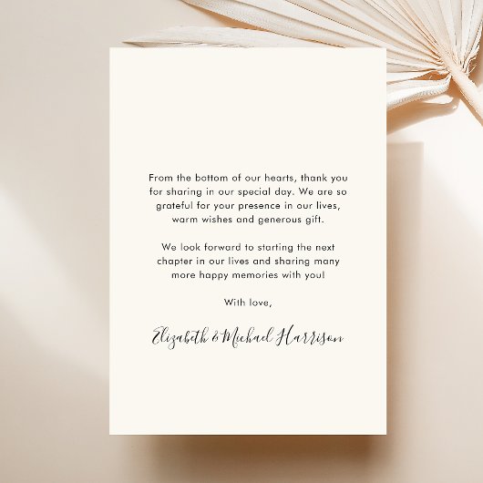 Chic Script Foto Overlay-Cream-Hochzeit Dankeskarte