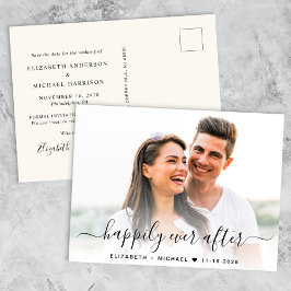 Chic Script-Foto-Overlay-Cream Save the Date Ankündigungspostkarte