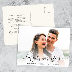 Chic Script Foto Overlay Cream-Verlobung Ankündigungspostkarte