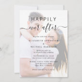 Chic Script Foto Overlay Dusty Blue Wedding Einladung (Vorderseite)
