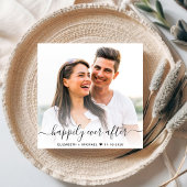 Chic Script Foto Overlay Dusty Blue Wedding Einladung