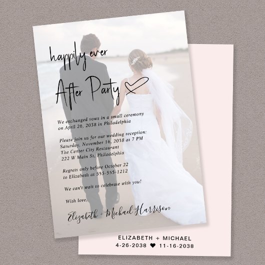 Chic Script Foto Overlay Pink Hochzeitempfehlung Einladung