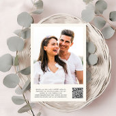 Chic Script Foto Overlay QR Code Cream Wedding Einladung