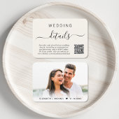 Chic Script Foto QR Code Cream Wedding Details Begleitkarte
