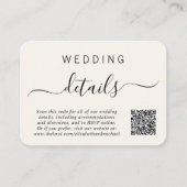 Chic Script Foto QR Code Cream Wedding Details Begleitkarte (Vorderseite)