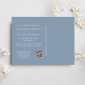 Chic Script Foto QR Code Dusty Blue Save the Date Ankündigungspostkarte