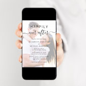 Chic Script Foto QR Code Dusty Blue Wedding Einladung