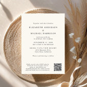 Chic Script-Foto QR-Code in einer Cream-Hochzeit Einladung