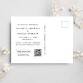 Chic Script Foto QR Code Save the Date Ankündigungspostkarte