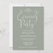 Chic Script Foto Sage Green Wedding Abend Party Einladung (Vorderseite)
