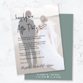 Chic Script Foto Sage Green Wedding Reception Einladung