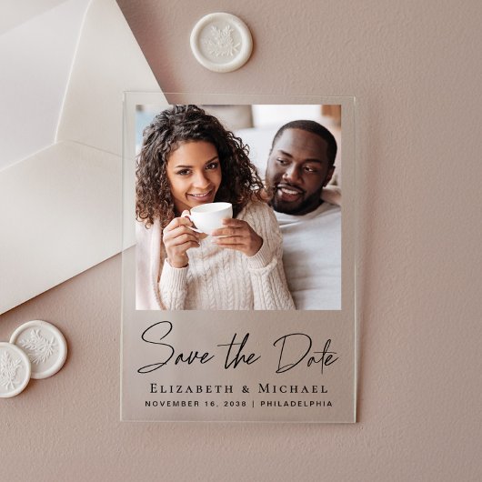 Chic Script-Foto Save the Date Acryleinladungen