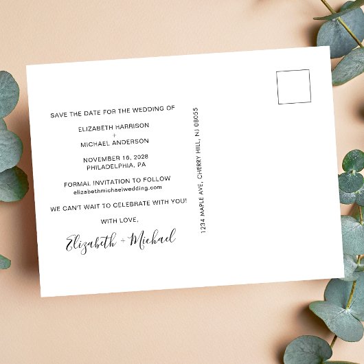 Chic Script-Foto Save the Date Ankündigungspostkarte