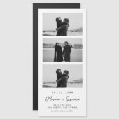 Chic Script Foto Strip Magnetic Wedding Magnetkarte (Vorne/Hinten)