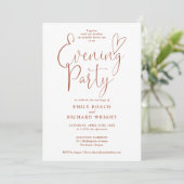 Chic Script Foto Terracotta Wedding Abend Party Einladung (Stehend Vorderseite)