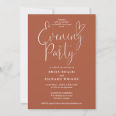 Chic Script Foto Terracotta Wedding Abend Party Einladung (Vorderseite)