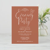 Chic Script Foto Terracotta Wedding Abend Party Einladung (Stehend Vorderseite)