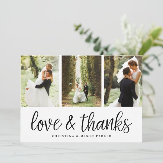 Chic Script Foto Vielen Dank Karte mit/ Back Messa (Stehend Vorderseite)