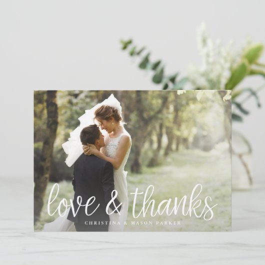 Chic Script Foto Vielen Dank Karte mit/ Back Messa (Stehend Vorderseite)