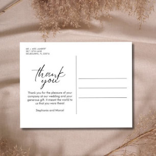 Chic Script Foto Wedding Vielen Dank Postkarte