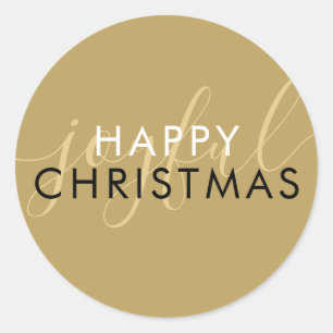 Chic Script Fröhliche Moderne Frohe Weihnachten Go Runder Aufkleber