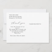 Chic Script Full Custom Foto Baby Dusche Dankeskarte (Rückseite)