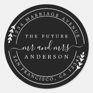 Chic Script Future Mr. Black Rücksendeadresse Runder Aufkleber