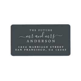 Chic Script Future Mr. Black Wedding Address Adressaufkleber