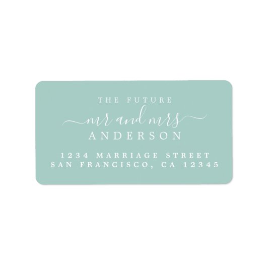 Chic Script Future Mr. Blue Wedding Address Adressaufkleber (Vorne)