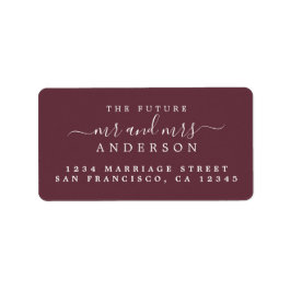 Chic Script Future Mr. Burgundy Rücksendeadresse Adressaufkleber