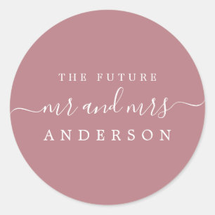Chic Script Future Mr. Dusty Rose Wedding Runder Aufkleber
