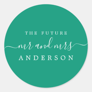 Chic Script Future Mr. Emerald Green Wedding Runder Aufkleber