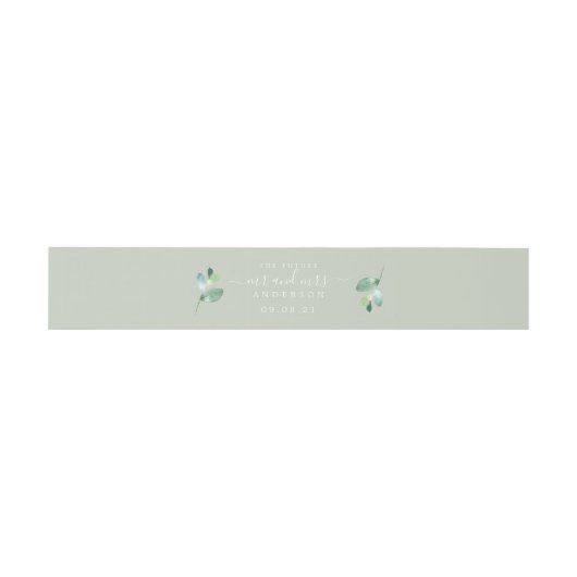 Chic Script Future Mr. Green Foliage Wedding Einladungsbanderole (Flach)