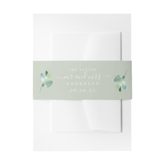 Chic Script Future Mr. Green Foliage Wedding Einladungsbanderole (Vorderseite Beispiel)